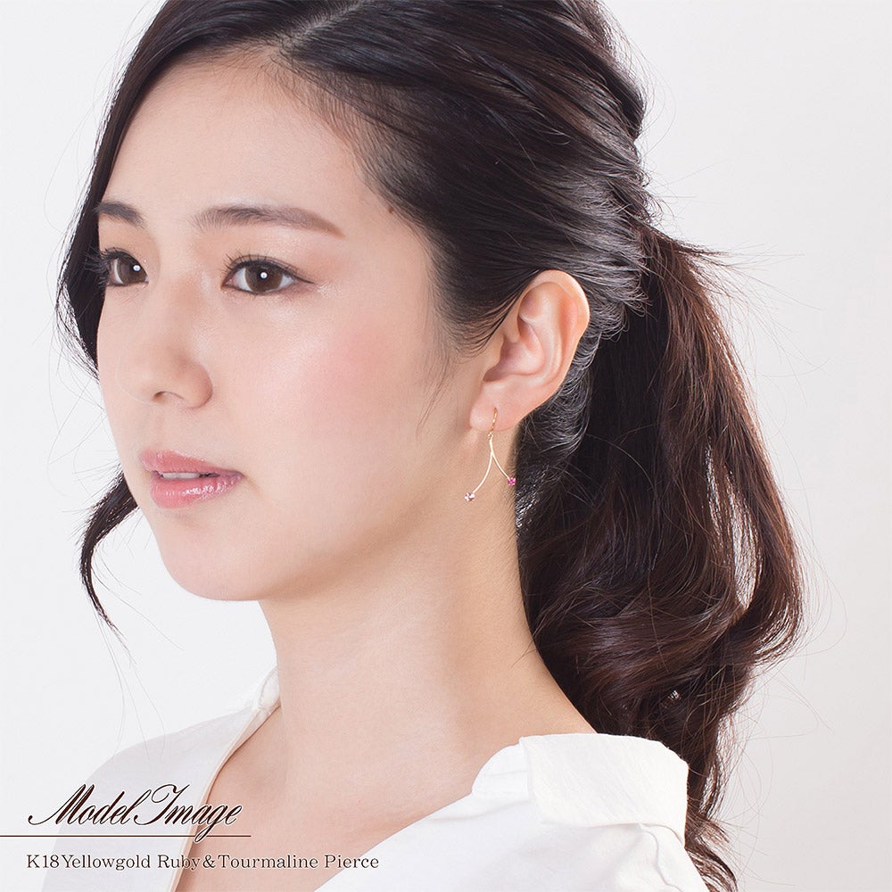 K18YG ルビー＆ピンクトルマリン ピアス 10月の誕生石_09