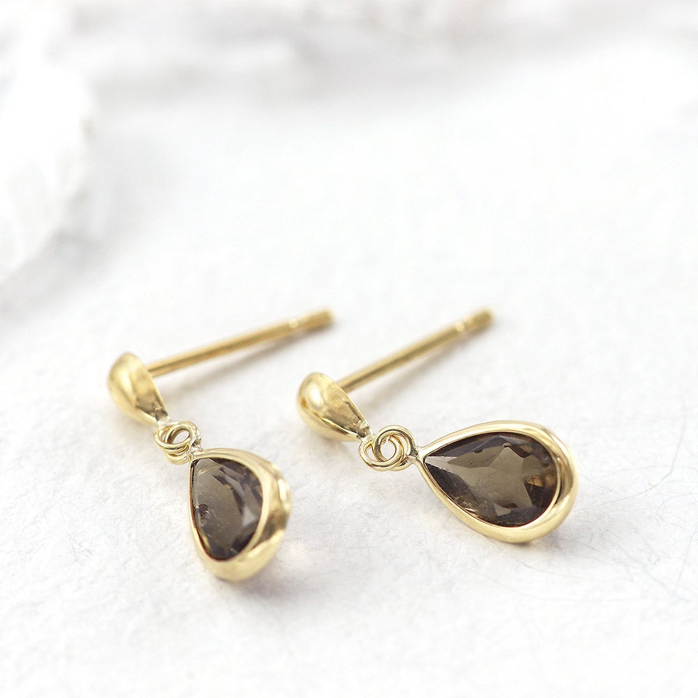 K18YG スモーキークォーツ ピアス_02