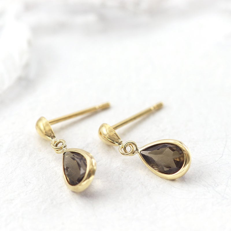 K18YG スモーキークォーツ ピアス_02