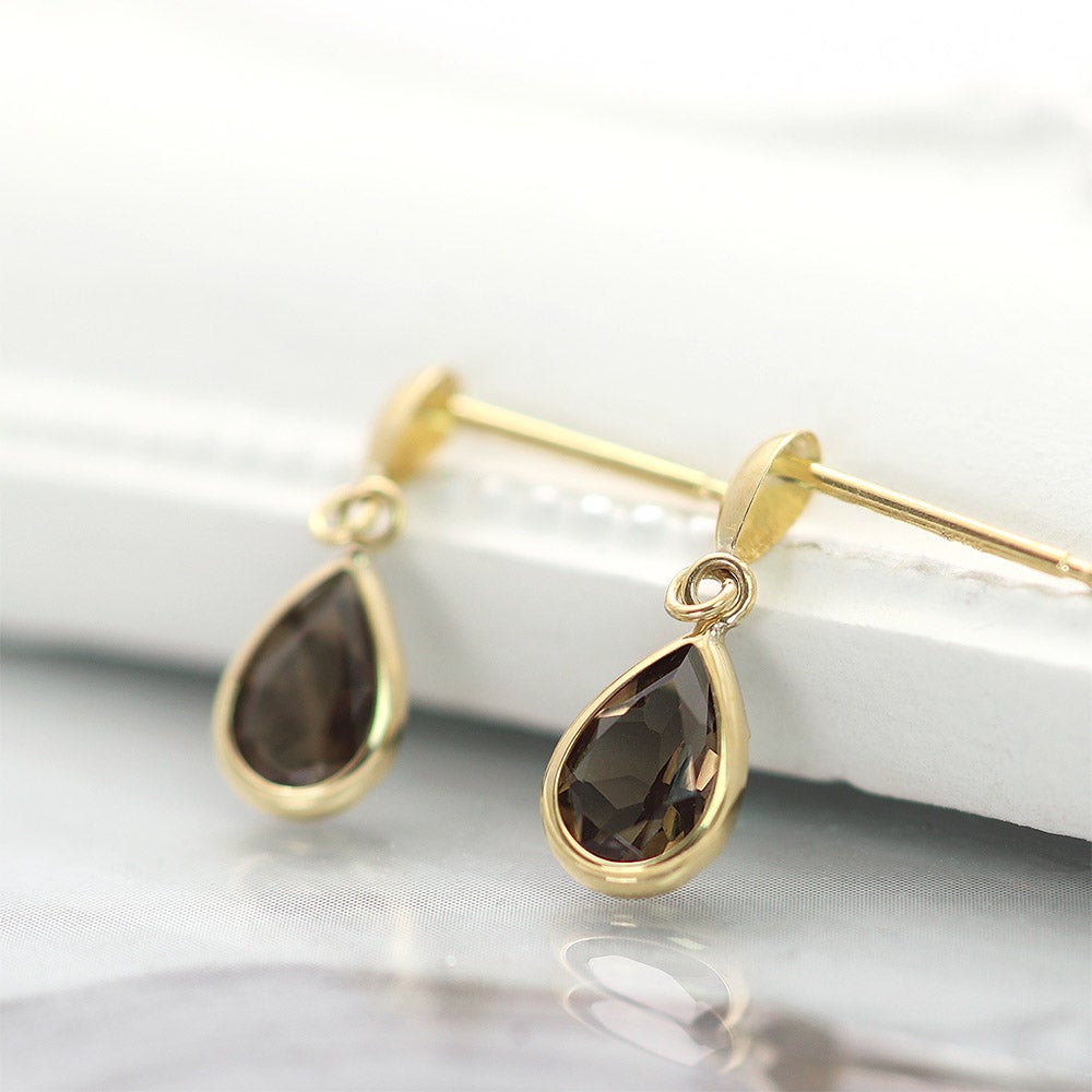 K18YG スモーキークォーツ ピアス_04