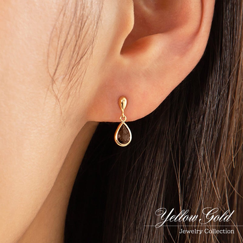 K18YG スモーキークォーツ ピアス_05