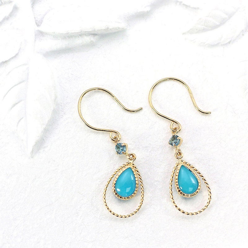 K18YG ターコイズ＆ロンドンブルートパーズ ピアス 11月の誕生石_02