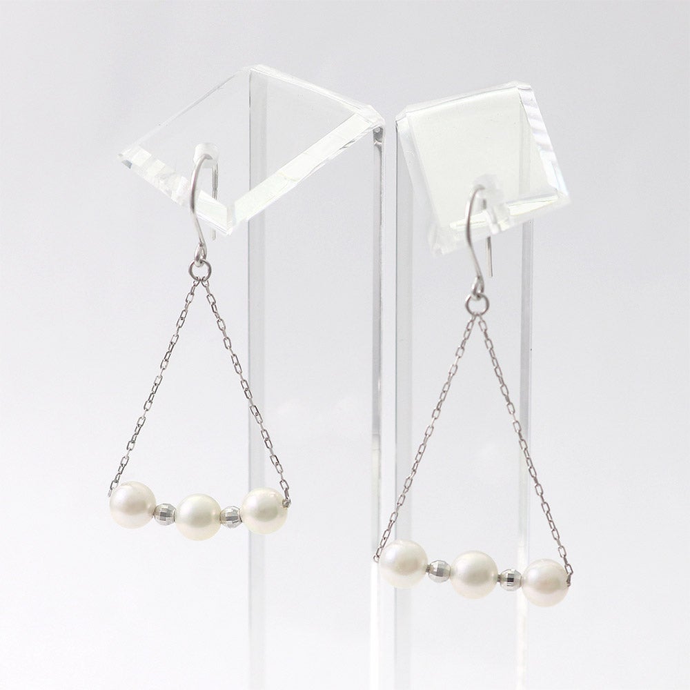 K18WG アコヤ真珠 フックピアス_09