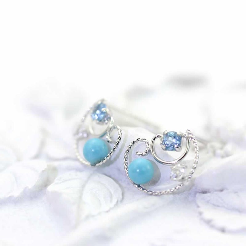 K18WG ターコイズ&ブルートパーズ&ホワイトトパーズ ピアス_02