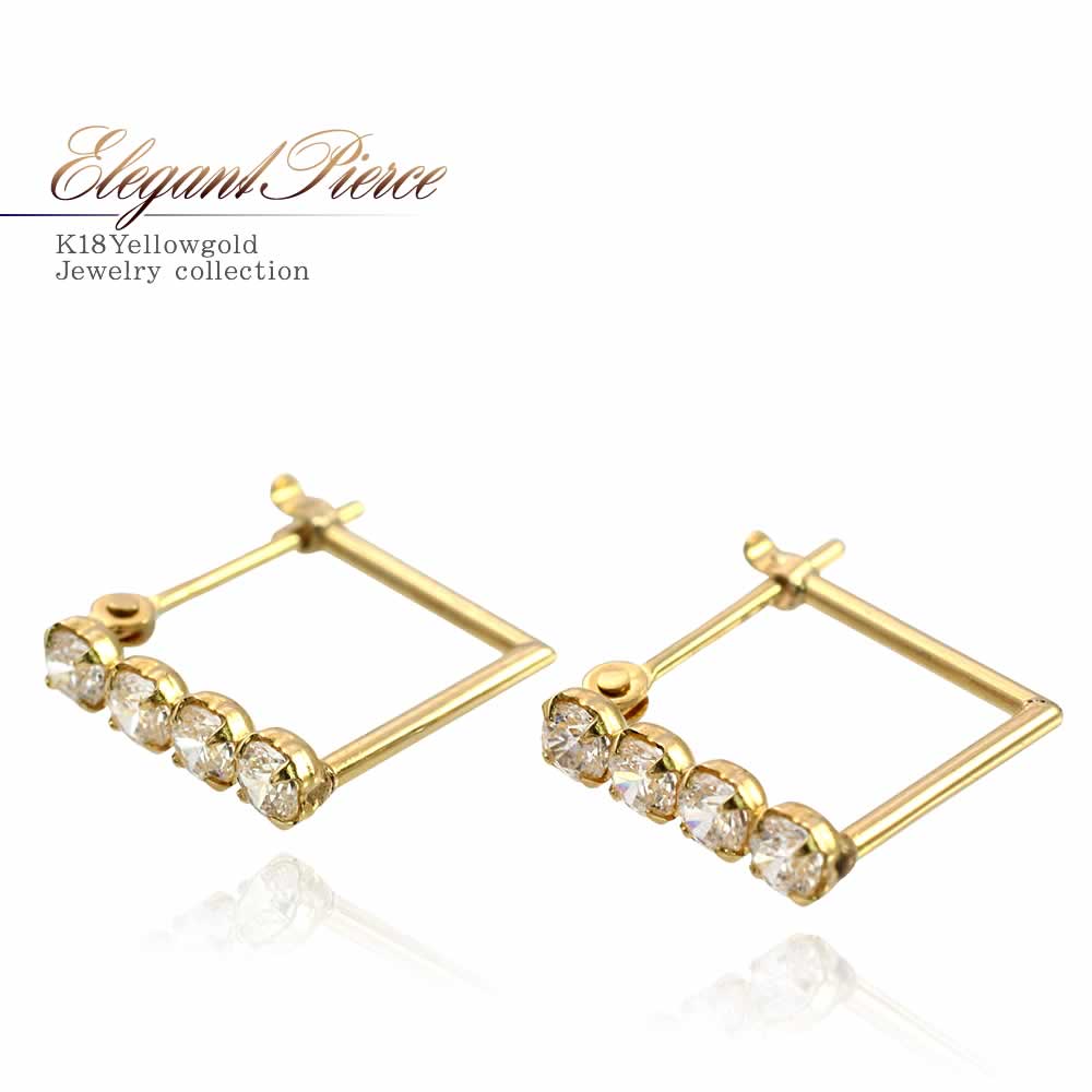 K18YG スーパーキュービックジルコニア ピアス_01