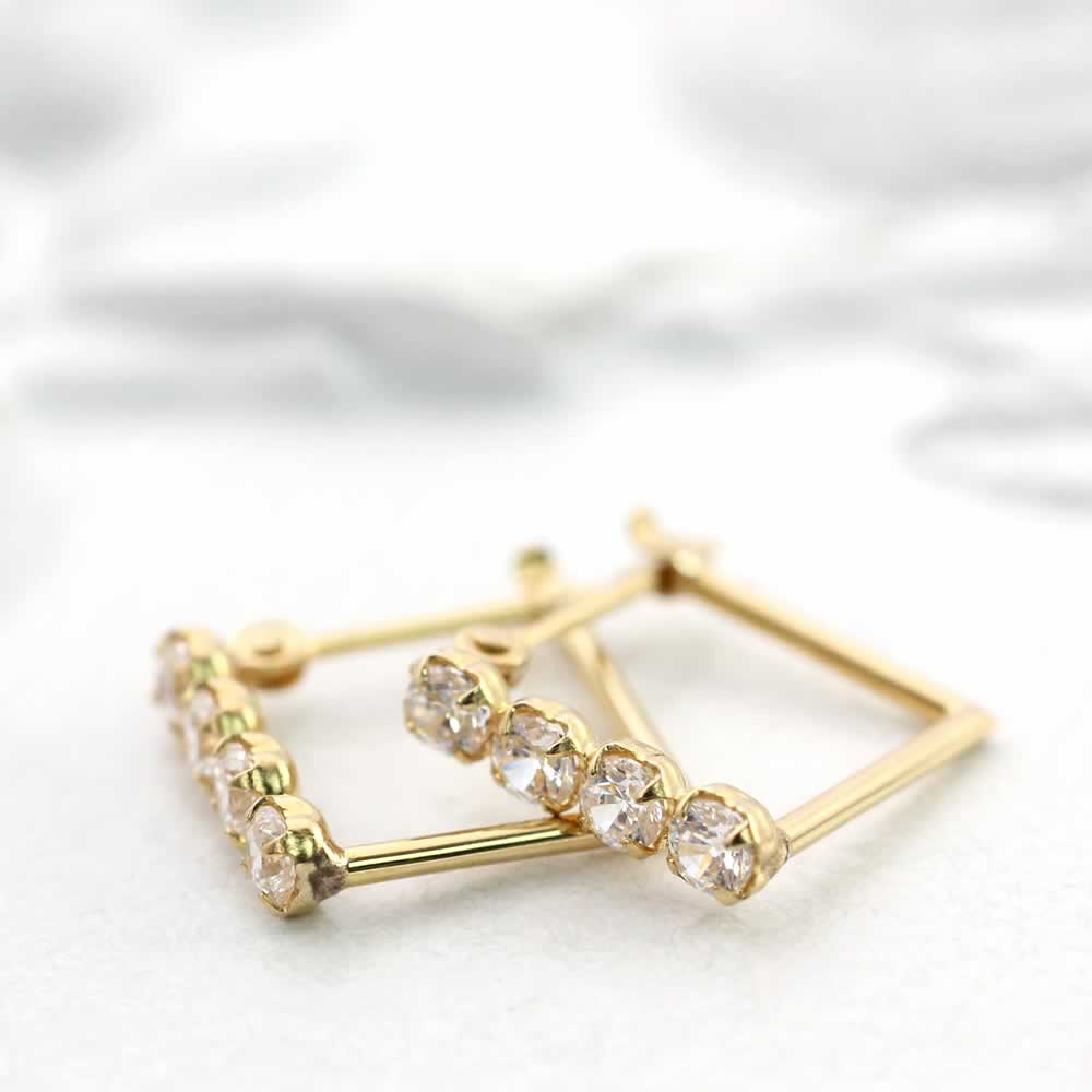 K18YG スーパーキュービックジルコニア ピアス_09