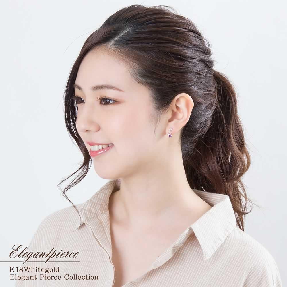 K18WG アメジスト＆ホワイトトパーズ ハートピアス_04