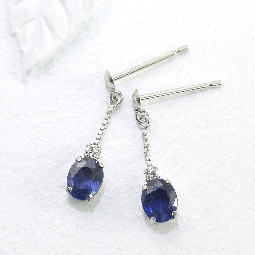 K18WG サファイア＆ダイヤモンド ピアス  9月誕生石_02