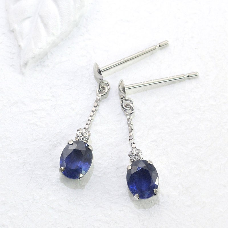 K18WG サファイア＆ダイヤモンド ピアス  9月誕生石_02