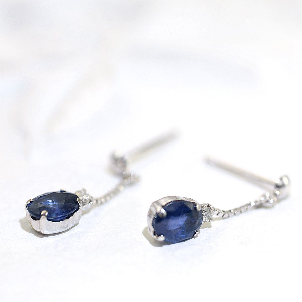 K18WG サファイア＆ダイヤモンド ピアス  9月誕生石_03