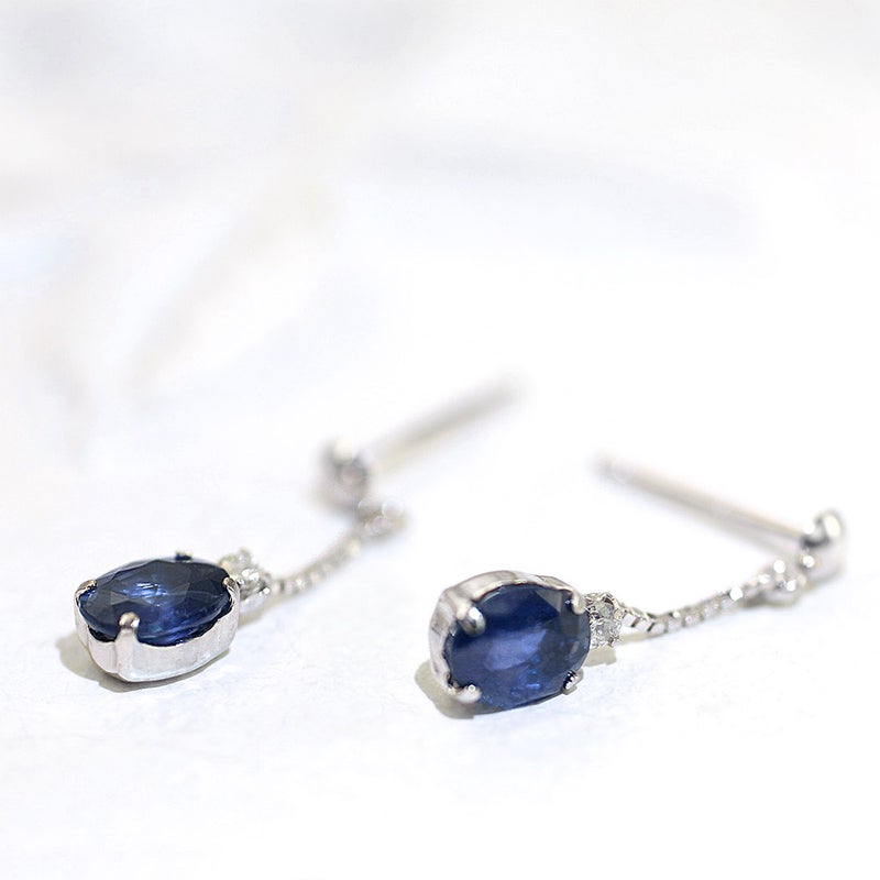 K18WG サファイア＆ダイヤモンド ピアス  9月誕生石_03