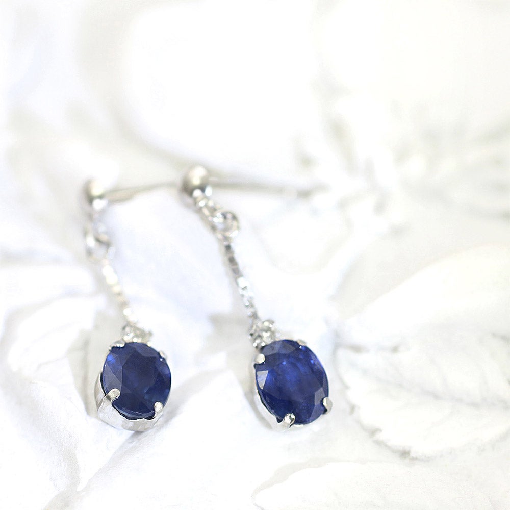 K18WG サファイア＆ダイヤモンド ピアス  9月誕生石_04