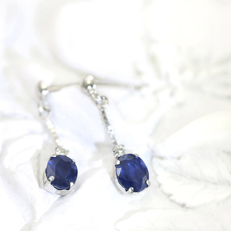 K18WG サファイア＆ダイヤモンド ピアス  9月誕生石_04