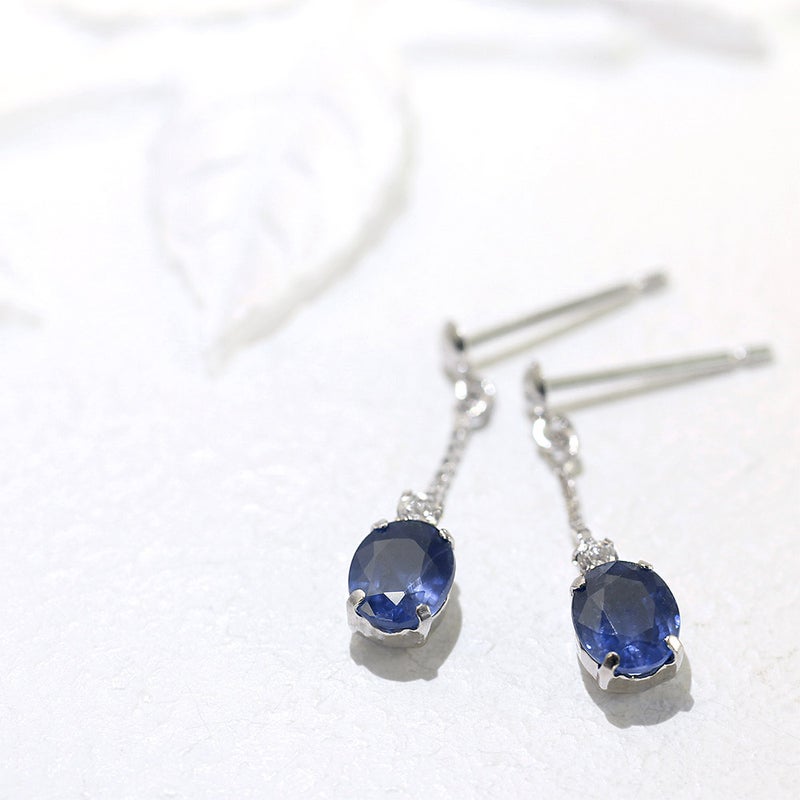 K18WG サファイア＆ダイヤモンド ピアス  9月誕生石_09
