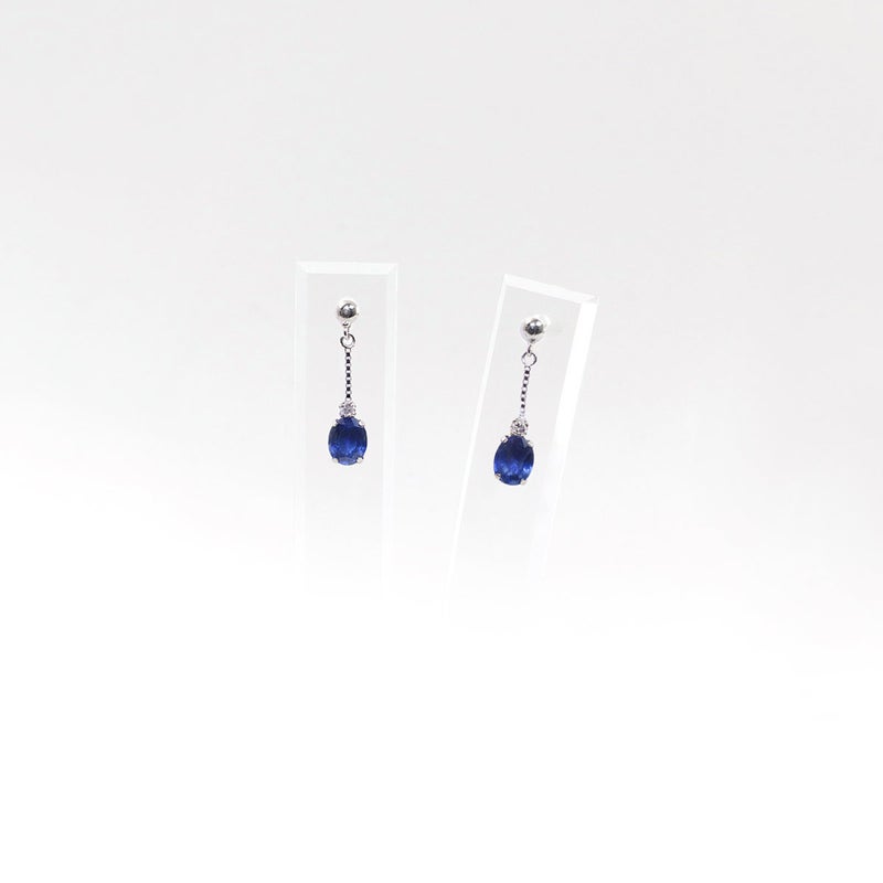 K18WG サファイア＆ダイヤモンド ピアス  9月誕生石_10