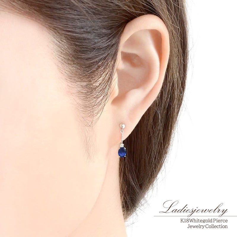 K18WG サファイア＆ダイヤモンド ピアス  9月誕生石_11
