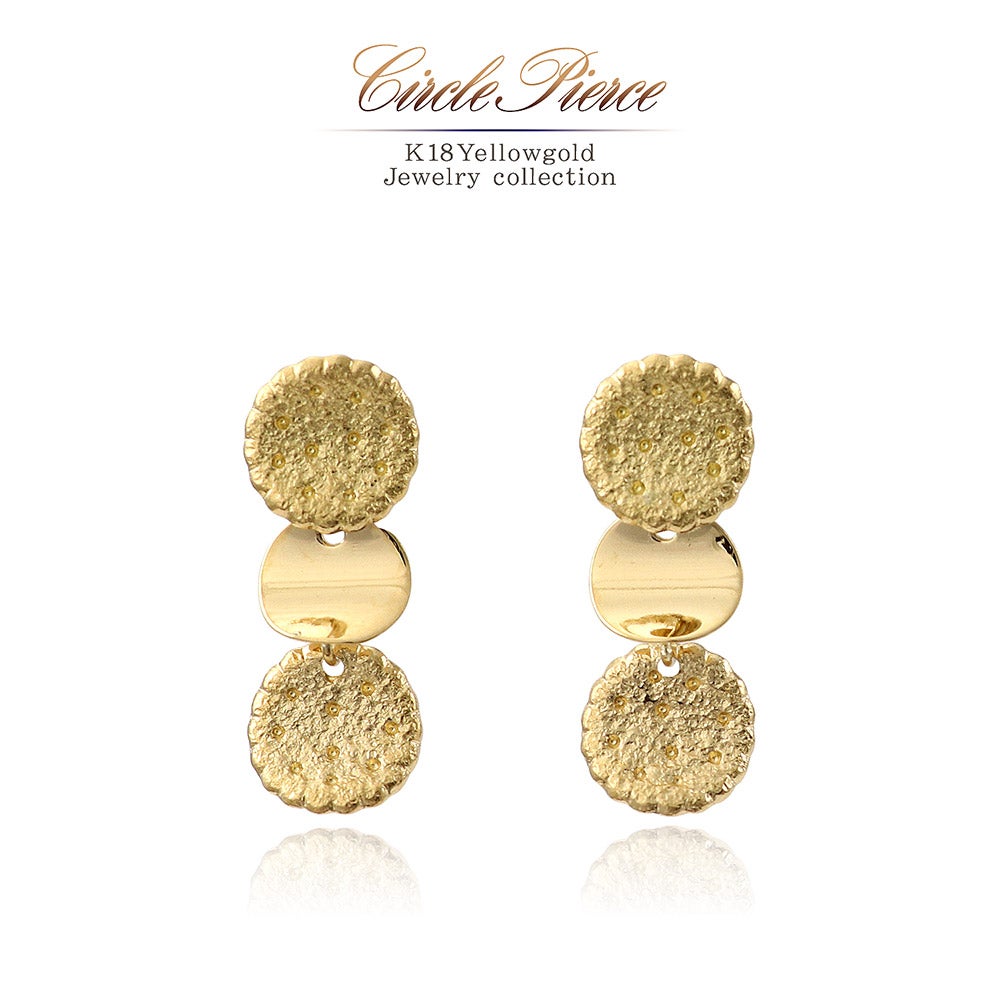 K18YG トリプルサークル ピアス_01