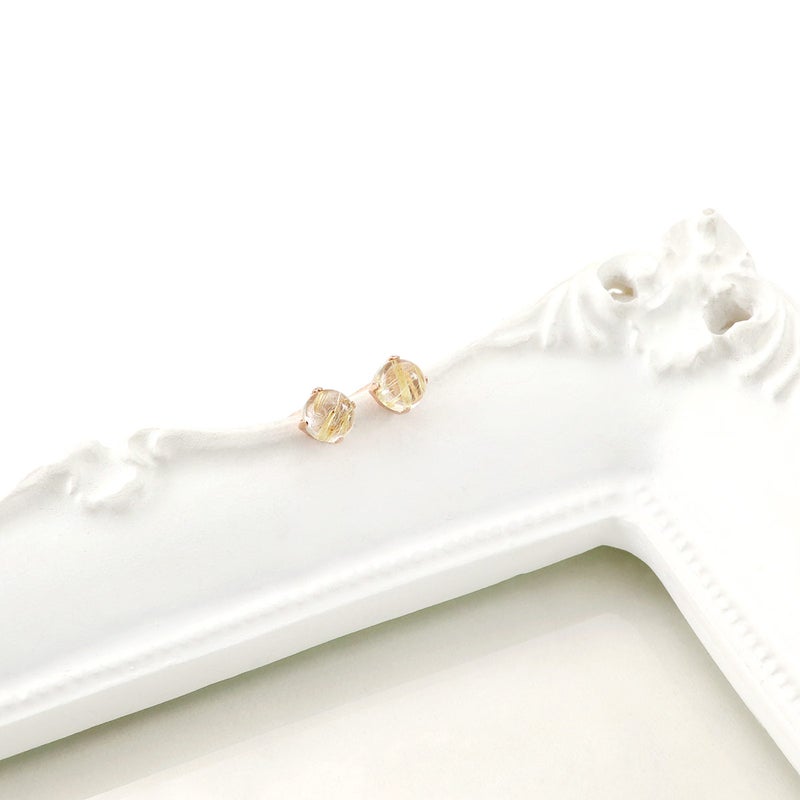 K18PG ルチルクォーツ 約4mm ピアス_09