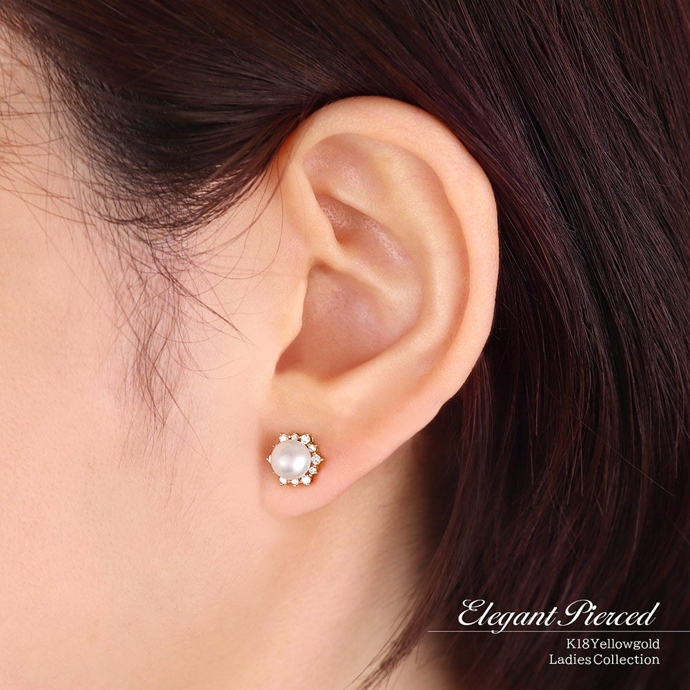 K18YG アコヤ真珠＆ダイヤモンド ピアス_10