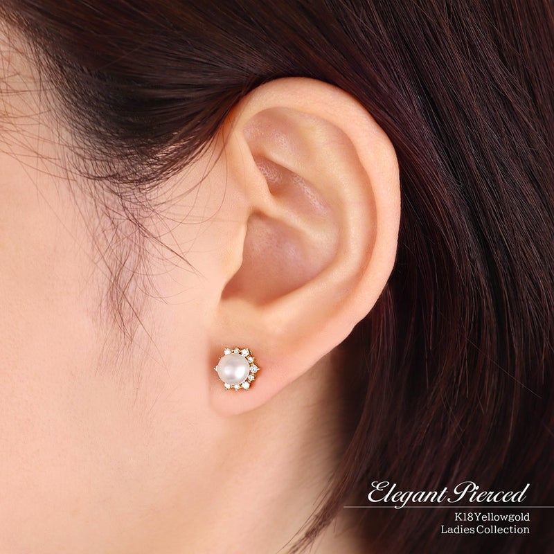 K18YG アコヤ真珠＆ダイヤモンド ピアス_10