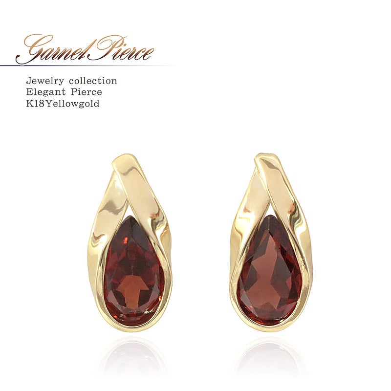 K18YG ガーネット ティアドロップピアス_01