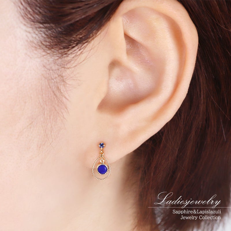 K18YG サファイア＆ラピスラズリ ピアス 9月 誕生石_10