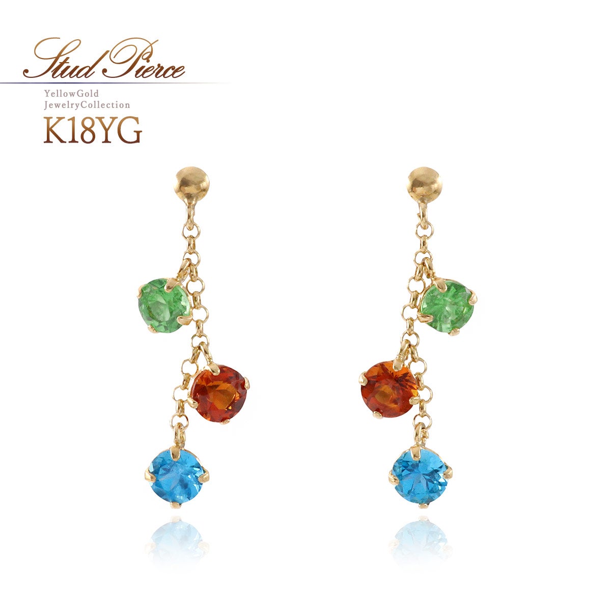 K18YG ツァボライト＆マデイラシトリン＆ネオンブルーアパタイト ピアス_01