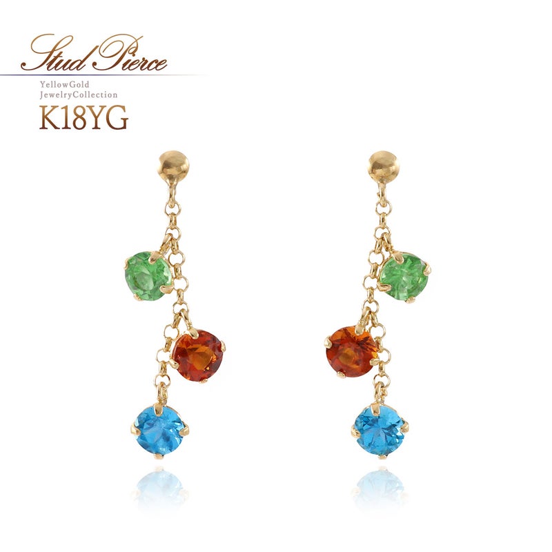 K18YG ツァボライト＆マデイラシトリン＆ネオンブルーアパタイト ピアス_01
