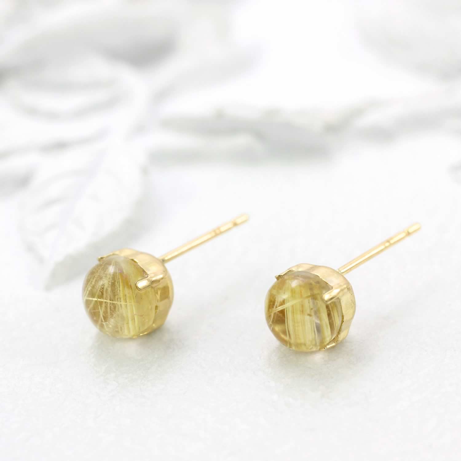 K18YG ルチルクォーツ 約6mm ピアス | Jewelry ROLA（ジュエリーローラ）