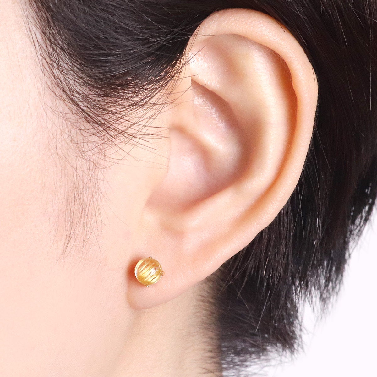 K18YG ルチルクォーツ 約6mm ピアス | Jewelry ROLA（ジュエリーローラ）
