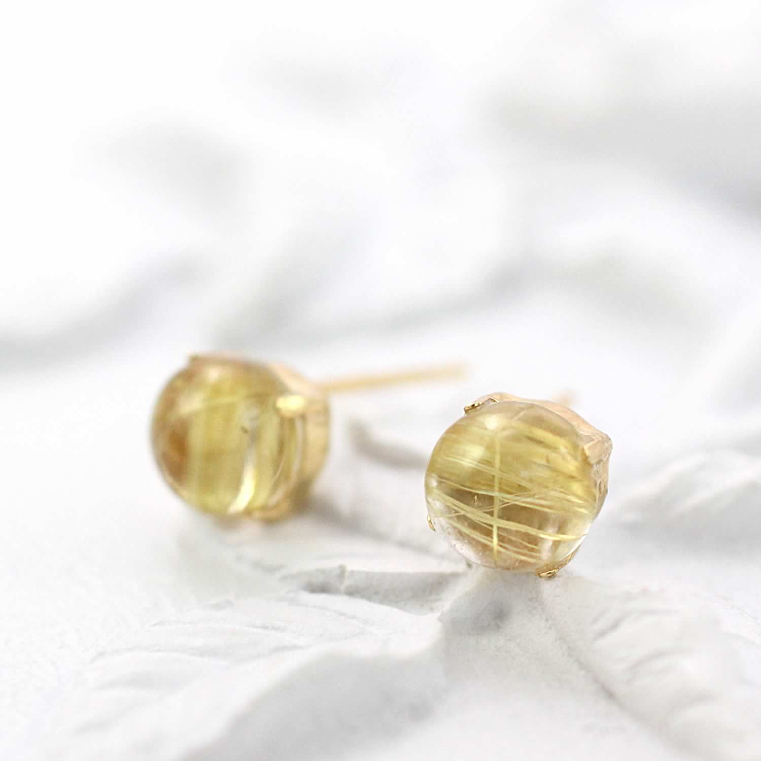 K18YG ルチルクォーツ 約6mm ピアス | Jewelry ROLA（ジュエリーローラ）