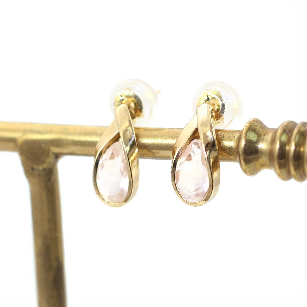 K18YG ローズクォーツ ティアドロップピアス_02