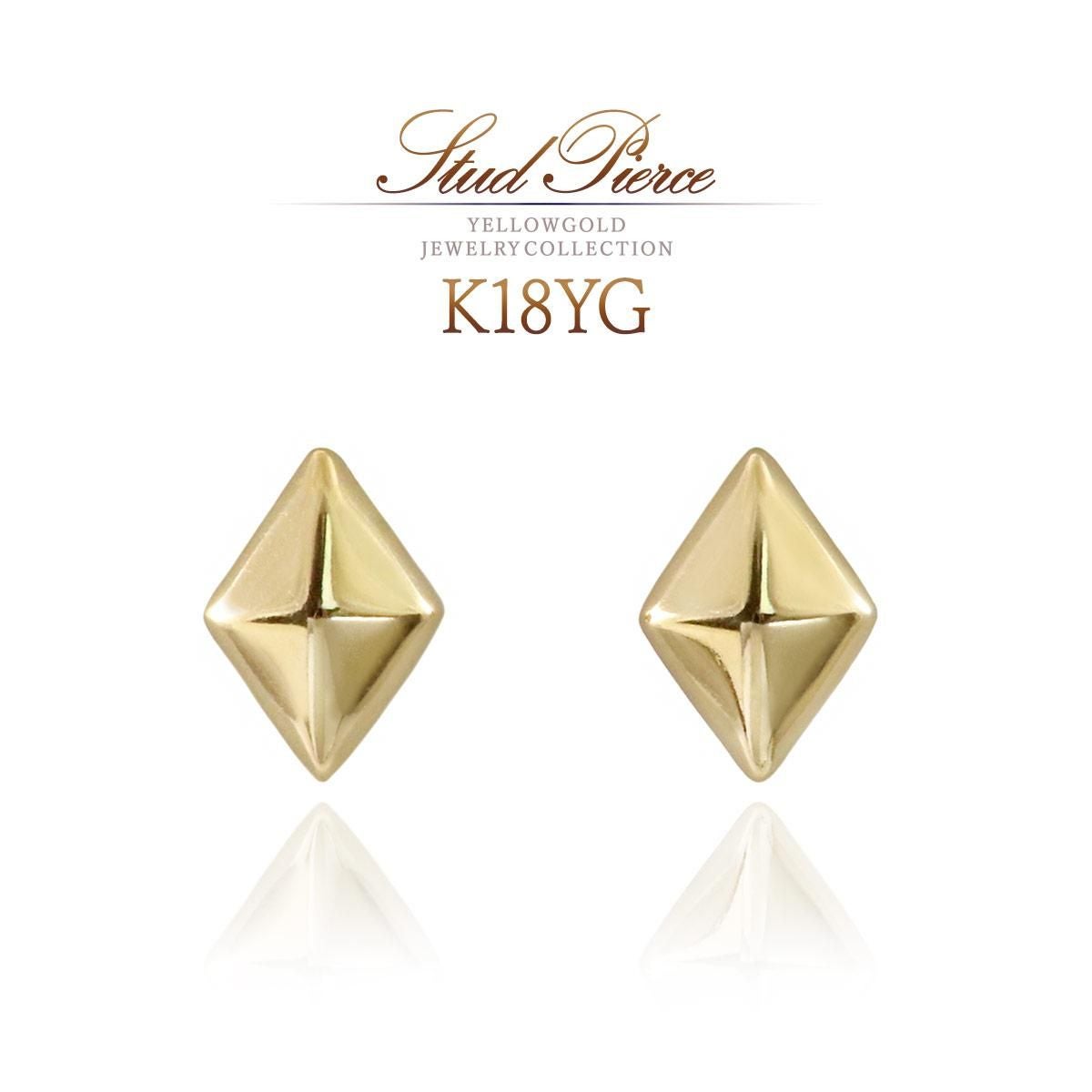 K18YG ひし形モチーフ ピアス_01