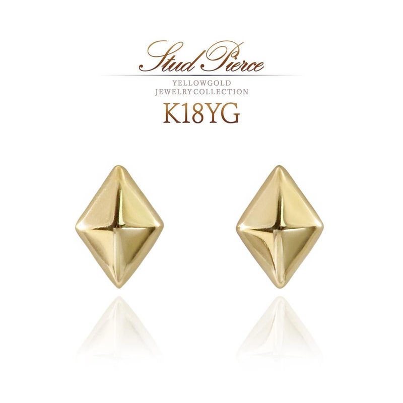 K18YG ひし形モチーフ ピアス_01
