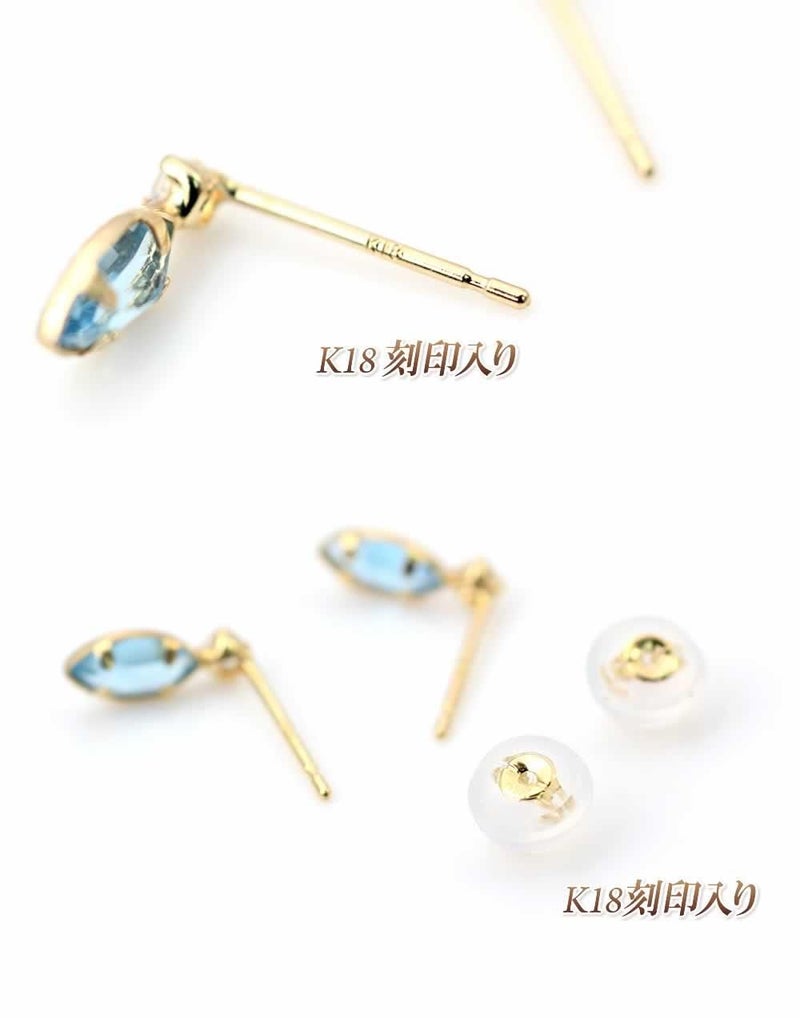 K18YG ブルートパーズ＆ホワイトトパーズ ピアス 11月の誕生石_04
