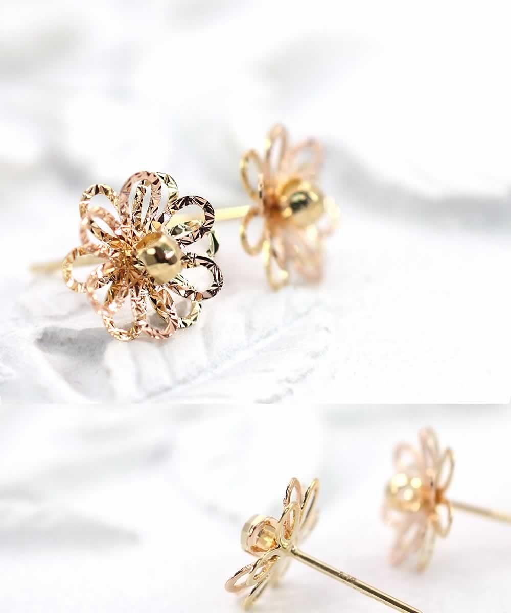 K18YG/K18PG フラワー コンビピアス_03