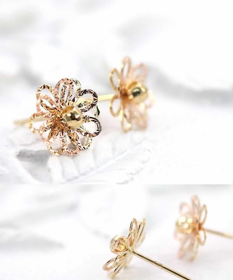 K18YG/K18PG フラワー コンビピアス_03