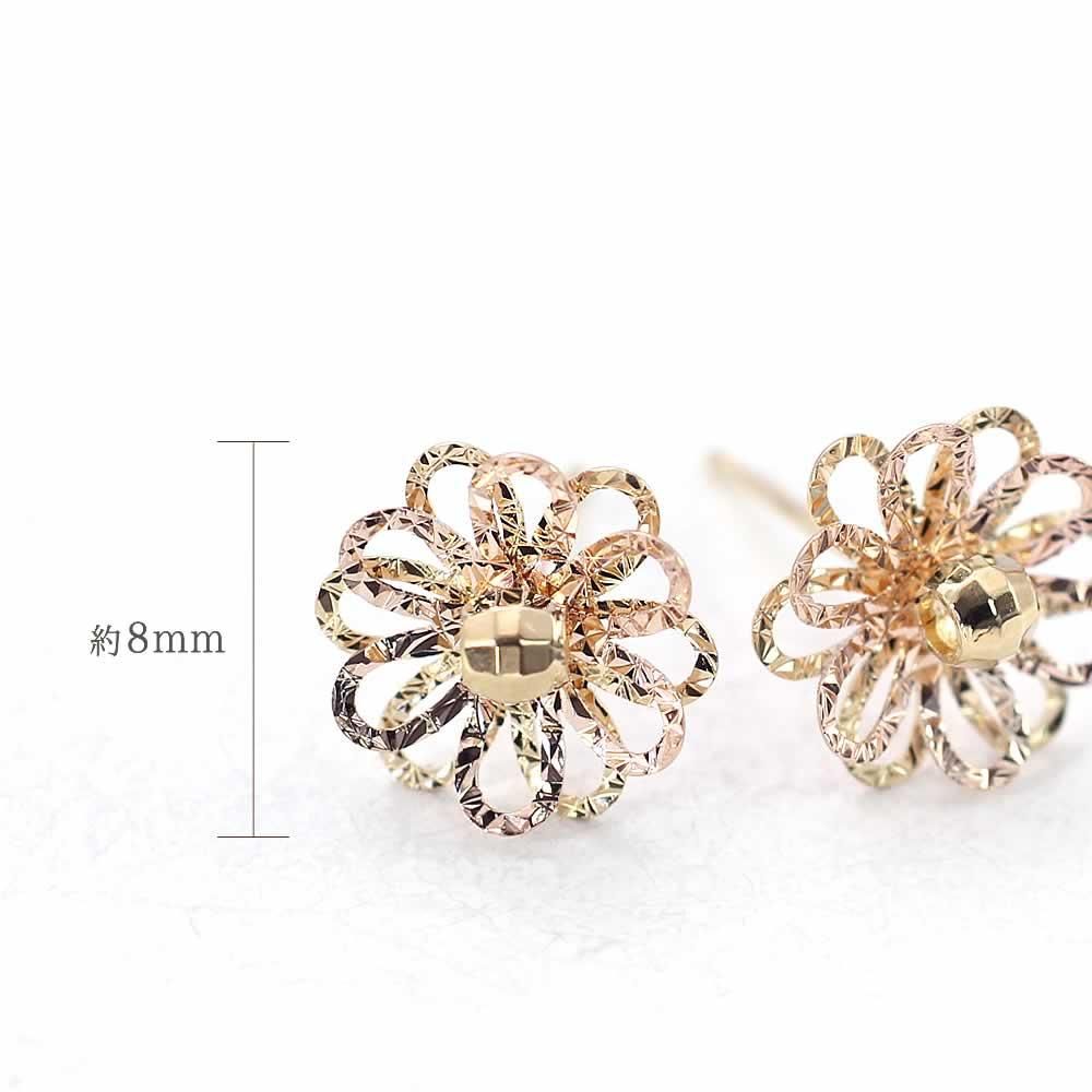 K18YG/K18PG フラワー コンビピアス_05