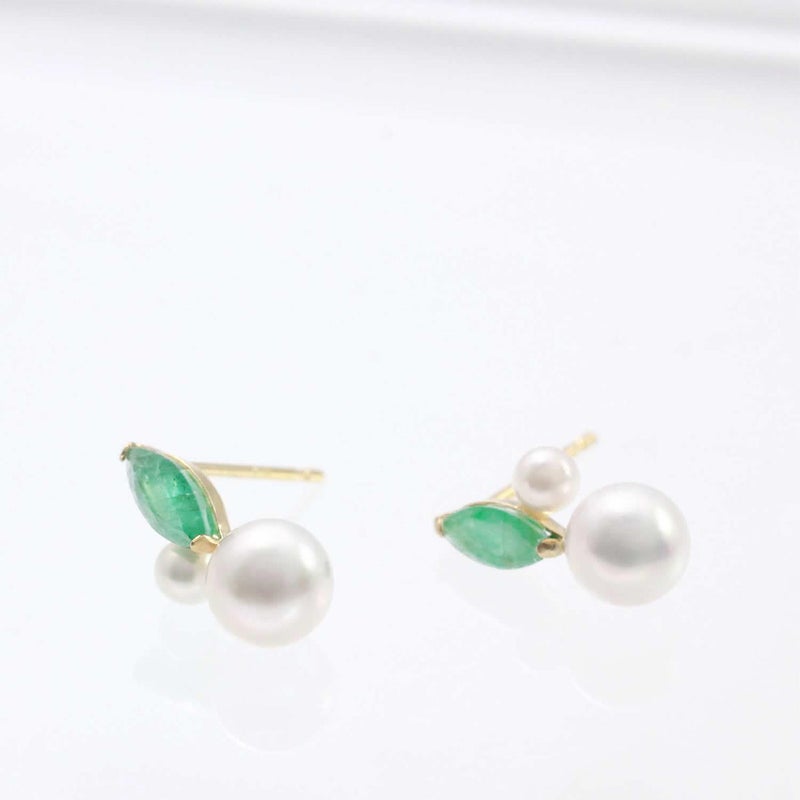K18YG エメラルド＆アコヤ真珠 ピアス_02