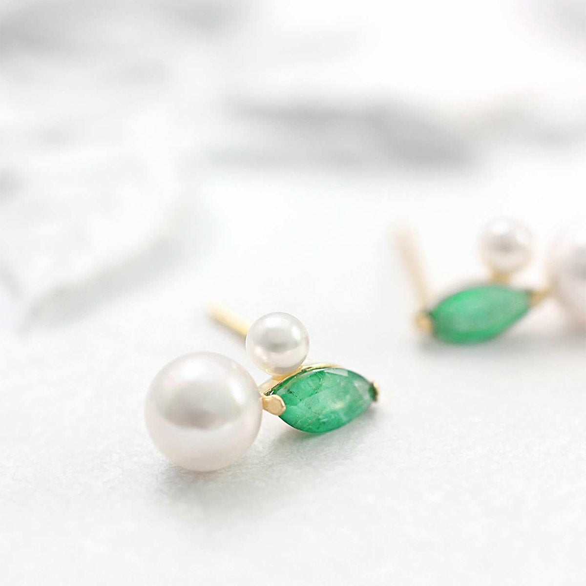 K18YG エメラルド＆アコヤ真珠 ピアス_03