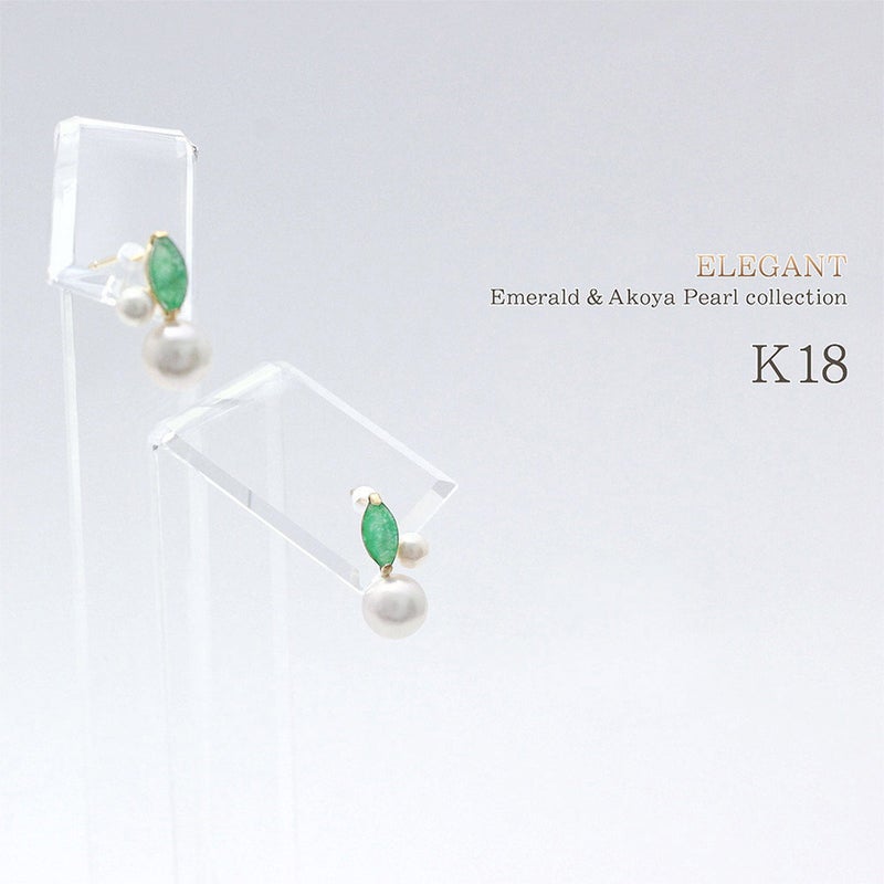 K18YG エメラルド＆アコヤ真珠 ピアス_05