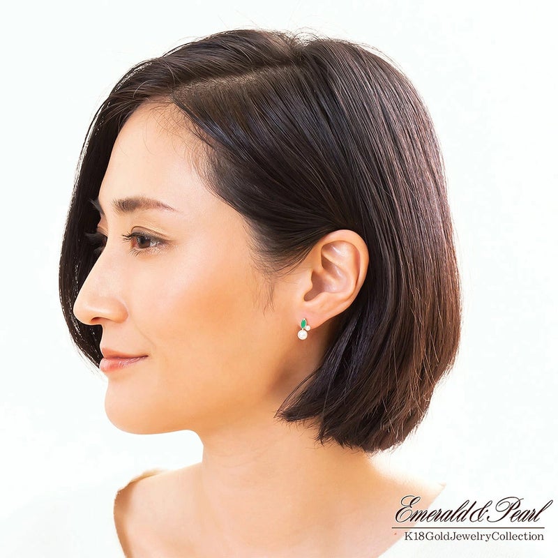 K18YG エメラルド＆アコヤ真珠 ピアス_10