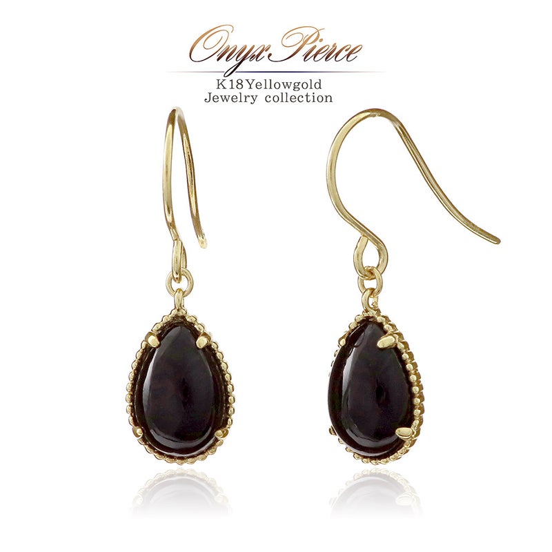 K18YG オニキス フックピアス_01