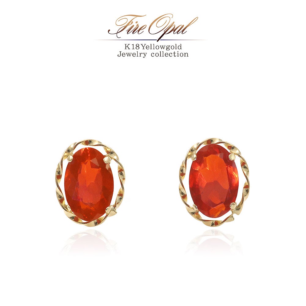 K18YG ファイヤーオパール ピアス 10月誕生石_01