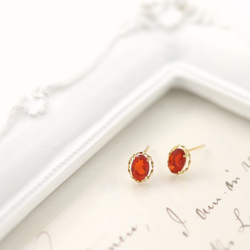 K18YG ファイヤーオパール ピアス 10月誕生石_04