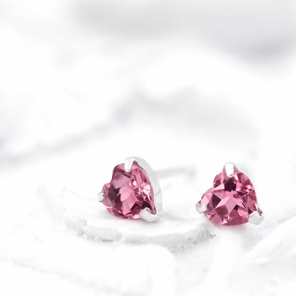 K18WG ピンクトルマリン ハートピアス  10月 誕生石_02