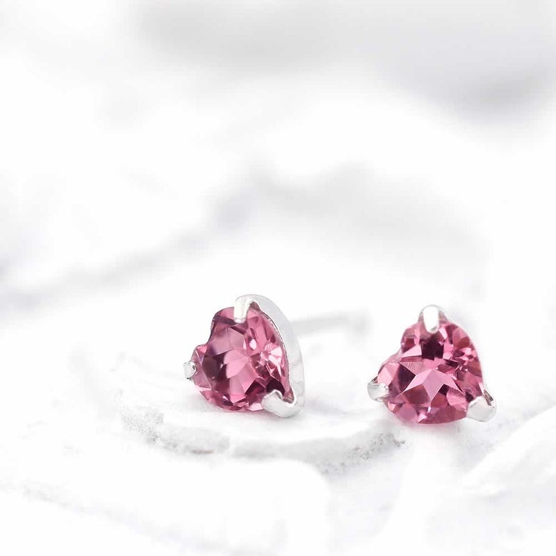 K18WG ピンクトルマリン ハートピアス  10月 誕生石_02