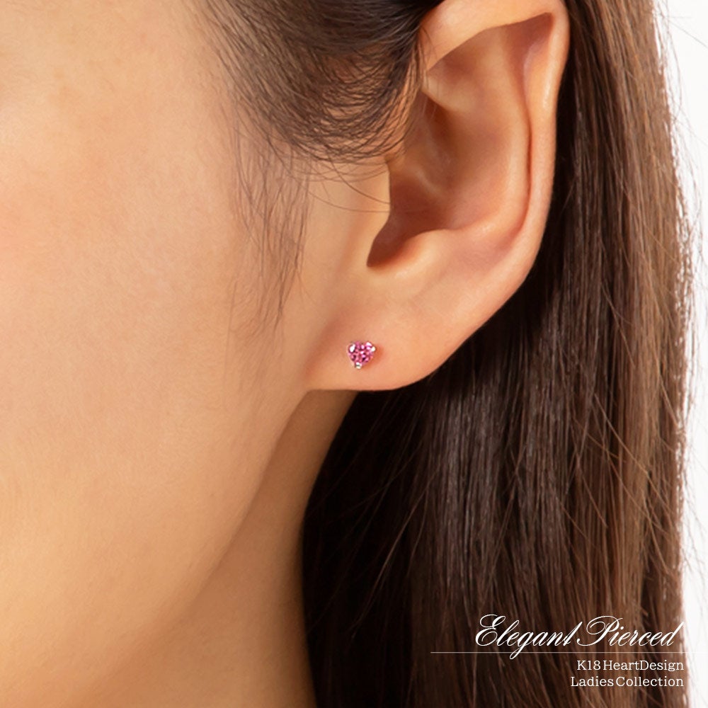 K18WG ピンクトルマリン ハートピアス 10月 誕生石 | Jewelry ROLA