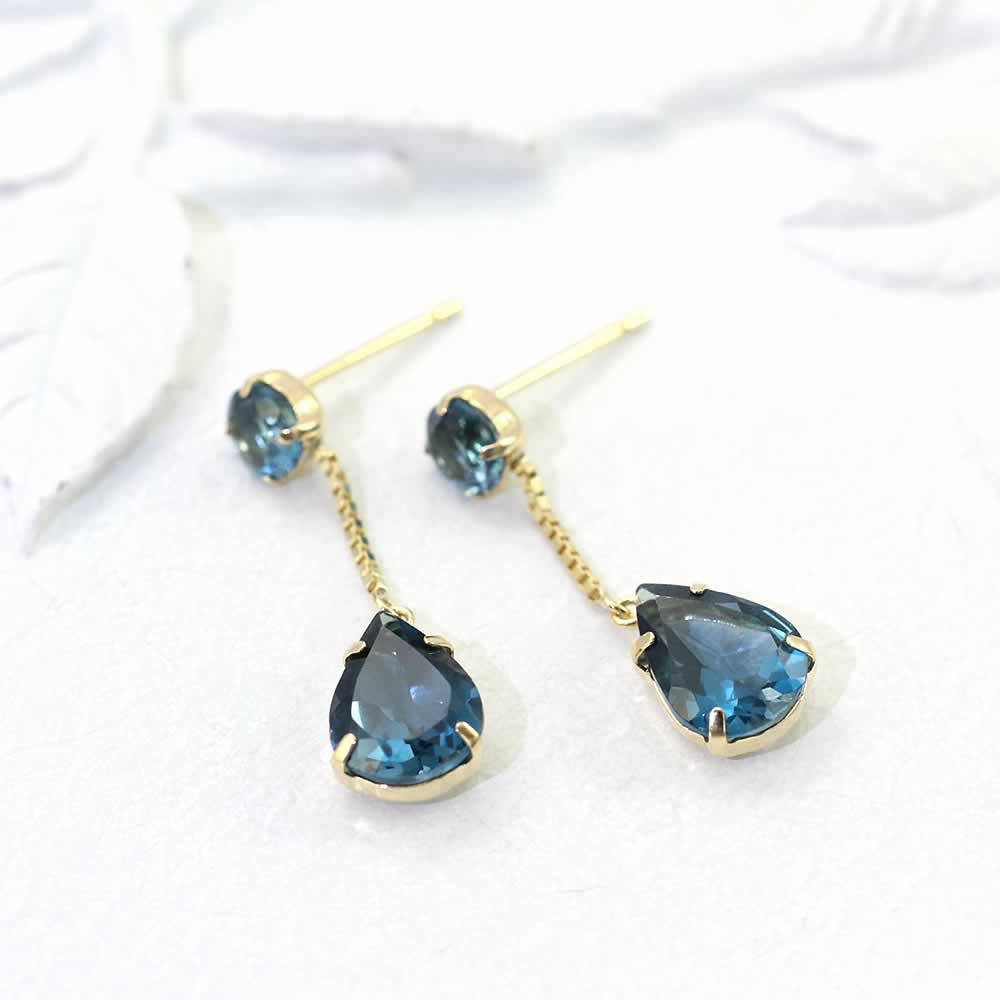 K18YG ロンドンブルートパーズ ピアス 11月の誕生石_02