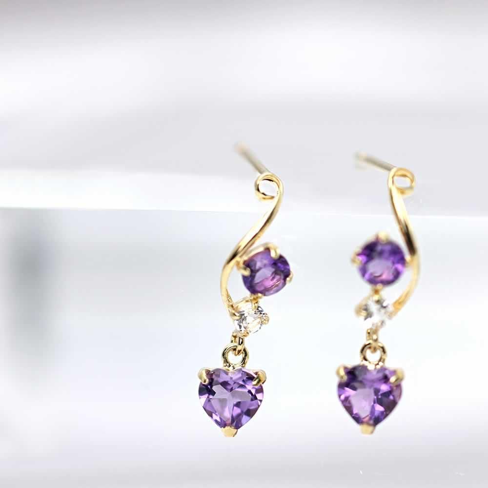 K18 アメジスト＆ホワイトトパーズ ピアス 11月の誕生石_03